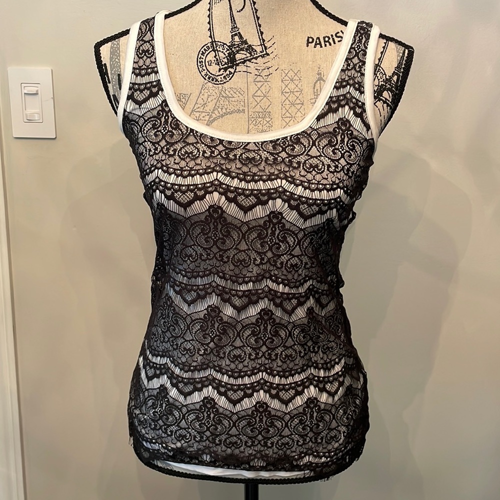 BLACK LACE OVER WHITE TANK *PICK 3 for $20 👚